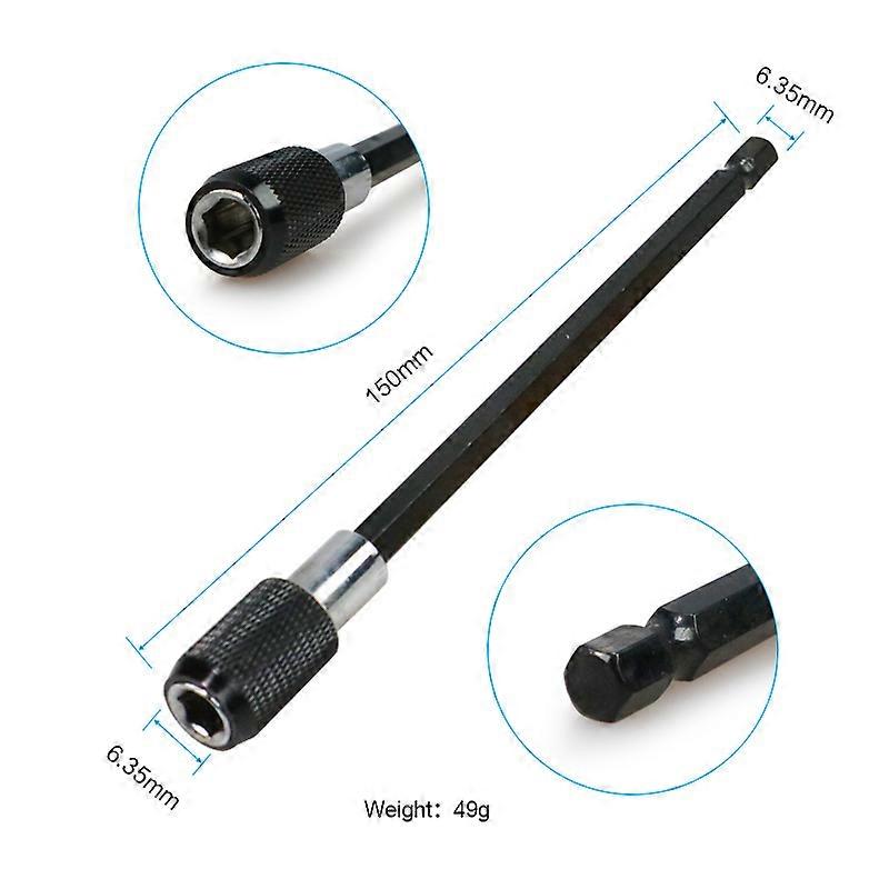 6 Inch Hex Shank Quick Release Screwdriver Magnetic Bit Holder with Adjustable Collar Extension Bar 150mm