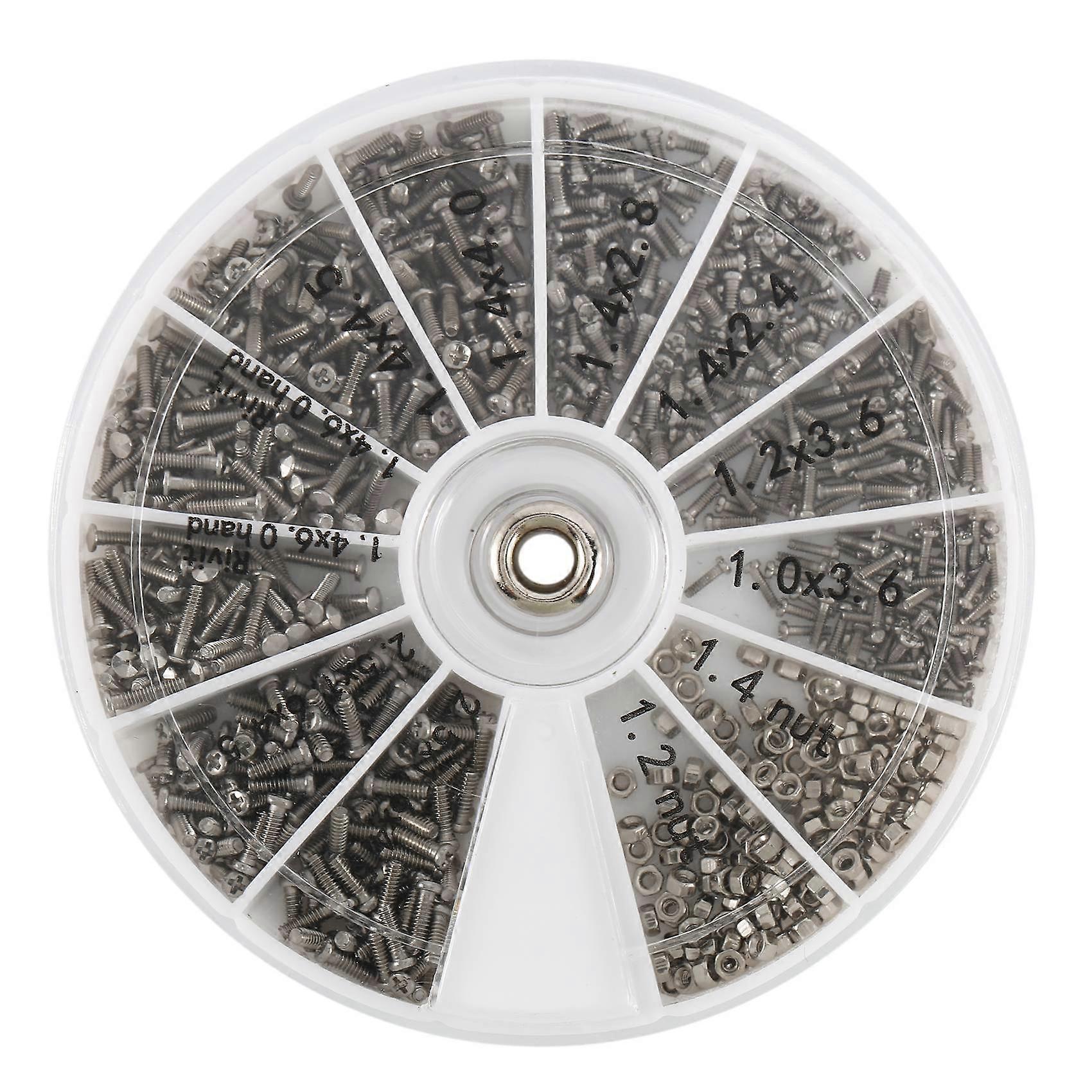 1000Pcs Stainless Steel Screws Set Machine Screws Assortment For PC Glasses Mobile Phone