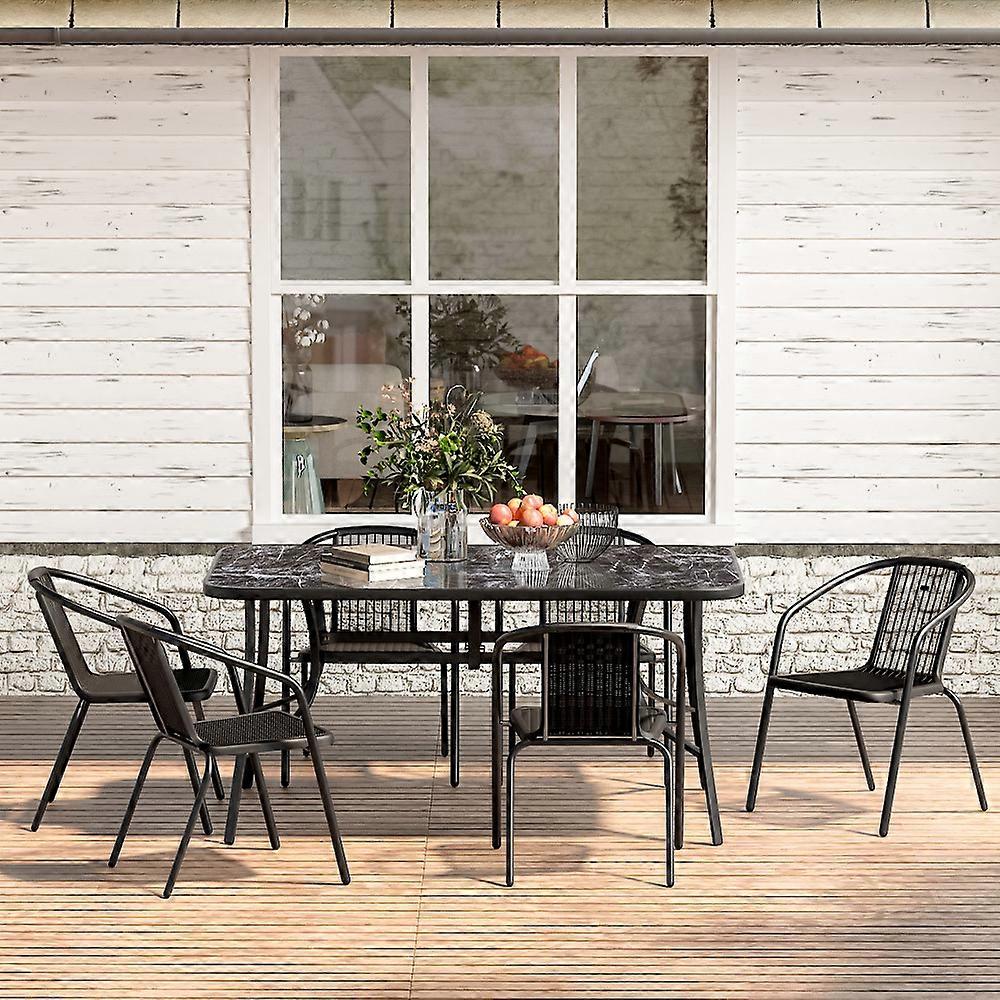 Garden Tempered Glass Marble Coffee Table Square Table