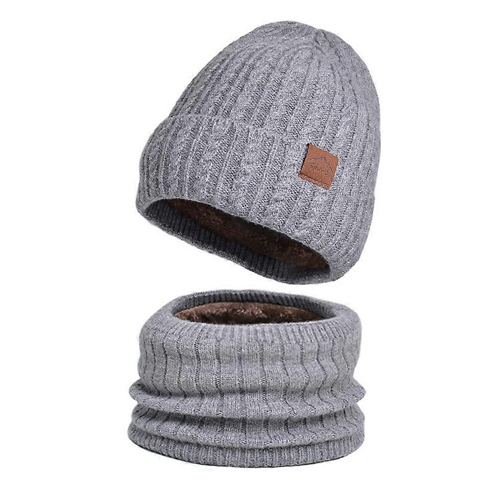 Men's Knitted Hat Scarf Gloves Three-Piece Set Comfy Keep Warm Cold-proof Beanie for Winter Daily Wear