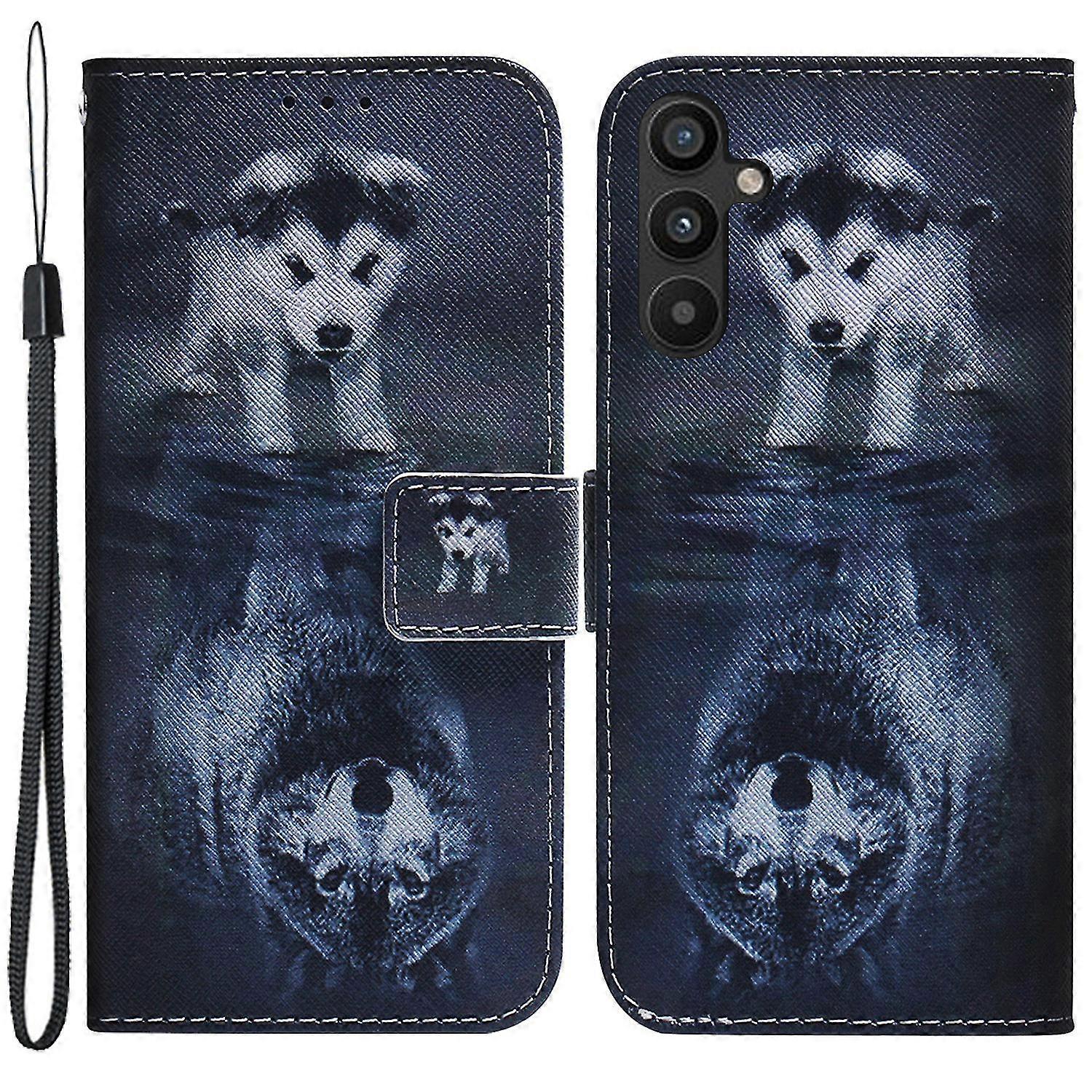 For Samsung Galaxy A54 5g Pu Leather Magnetic Closure Pattern Printing Case Stand Wallet Flip Phone Cover With Wrist Strap