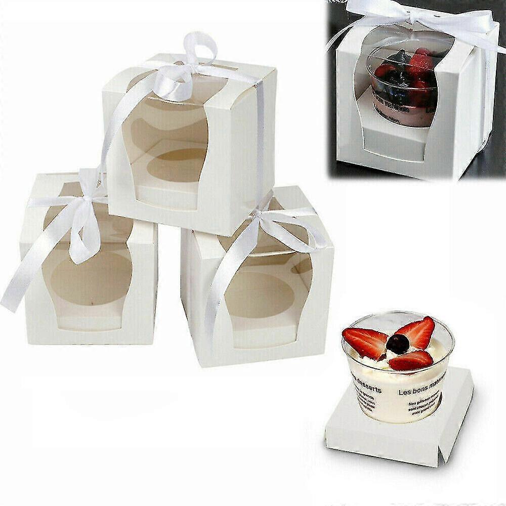 12/36/60pcs Single Cupcake Boxes Party Clear Window Baking Packaging Gifts Boxes