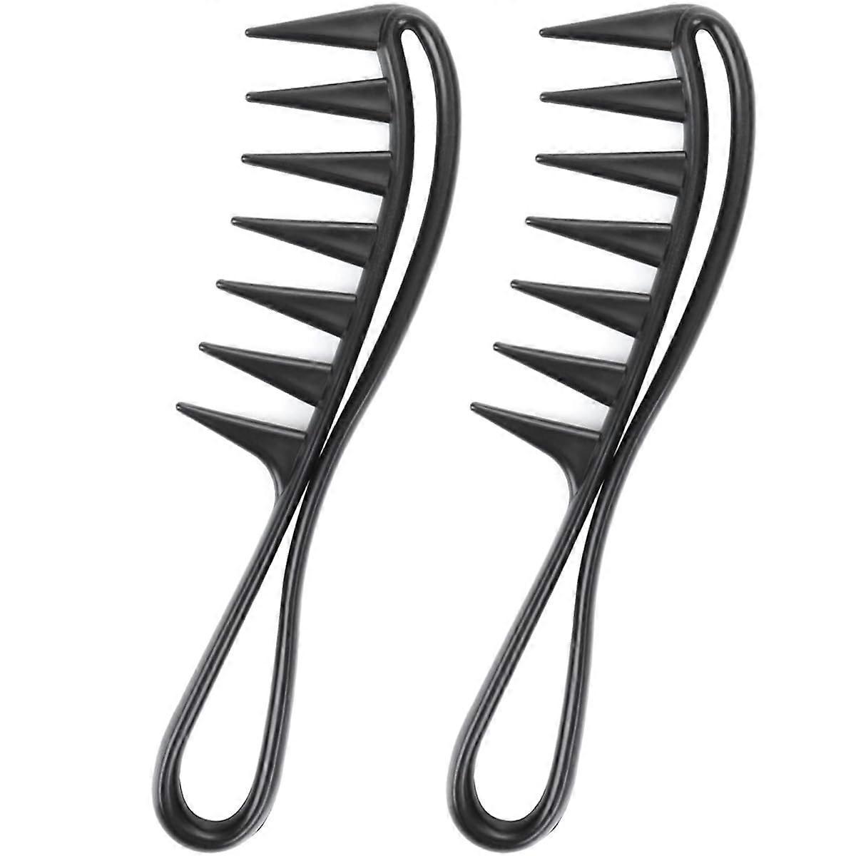 2 Piece Wide Tooth Comb Curling Shark Combs Hair Styling Accessories Professional Salon Afro Coarse Comb Anti-Static Durable Hairdressing Tool for Men