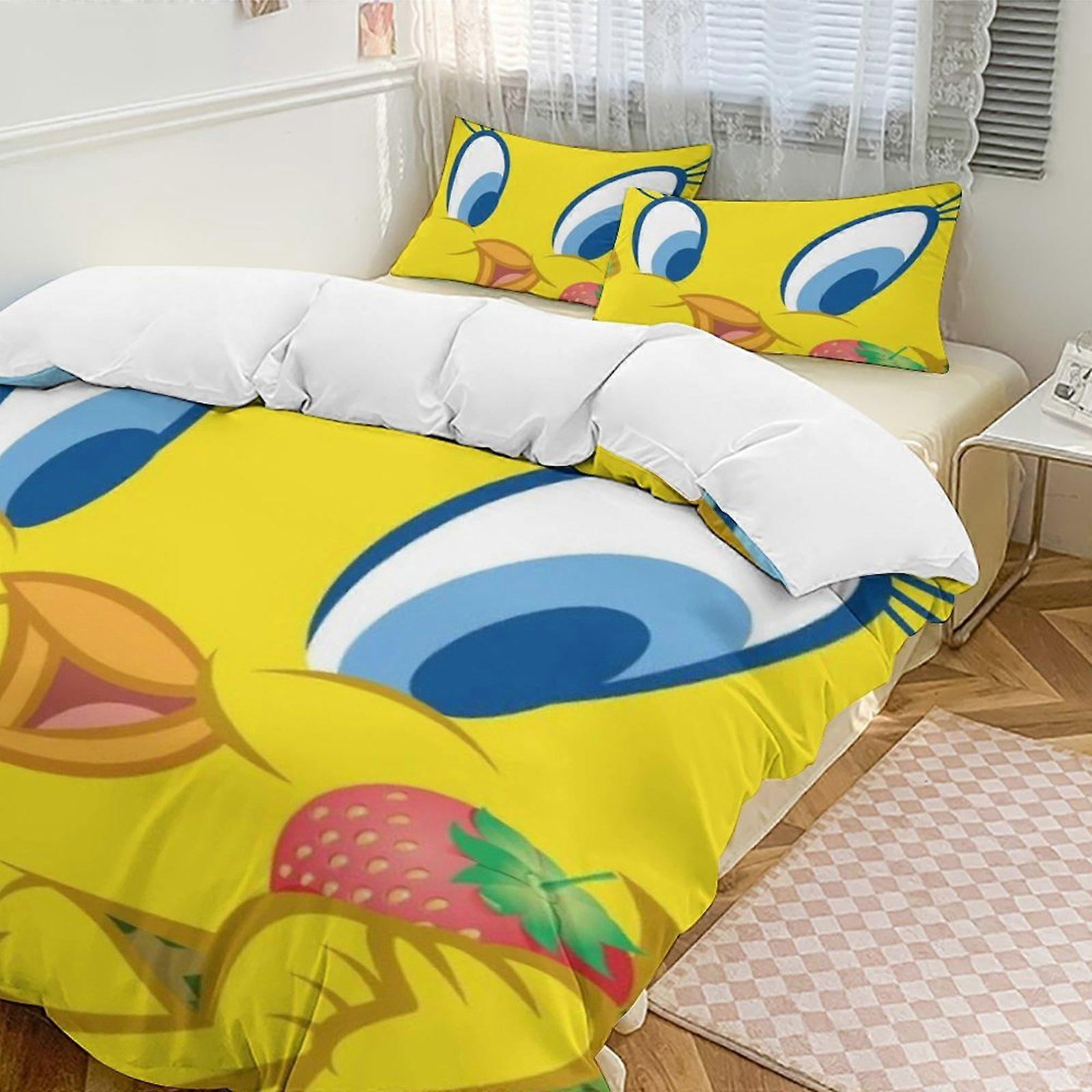 c590 TweetyBird 2 Capa de Edredom de Cama Conjuntos de Cama de Microfibra Conjuntos de Edredom Leve de 3 Peças, 1 Capa de Edredom e 2 Fronhas para Crianças ee590