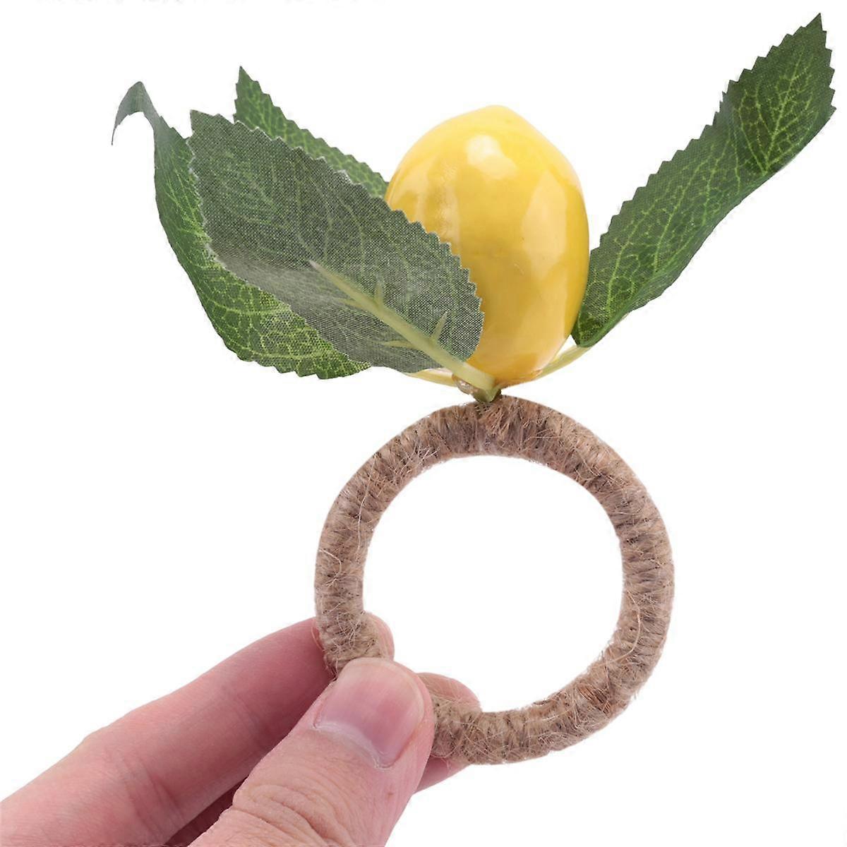 Napkin Rings 6,Decorative Lemon Vine Leaf Napkin Rings, Dinning Table Setting Yellow Napkin Buckle