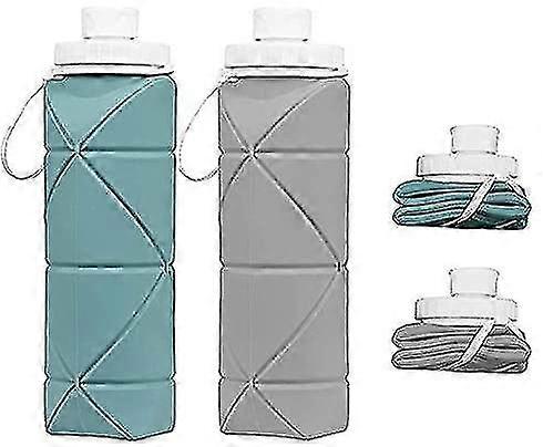 Collapsible Water Bottles 2 Pack Bpa Free Siliconce Leak-proof Reusable Travel Water