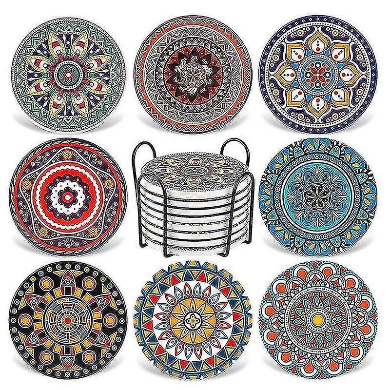 Ceramic Coasters With Cork Base, - Great Home And Dining Room Decor