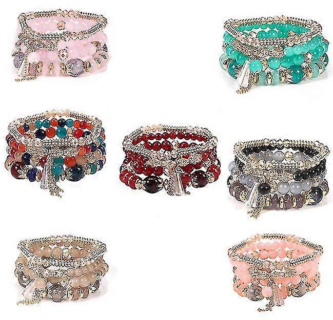 7pc Women's Bohemian Multi-layered Tassel Bracelet