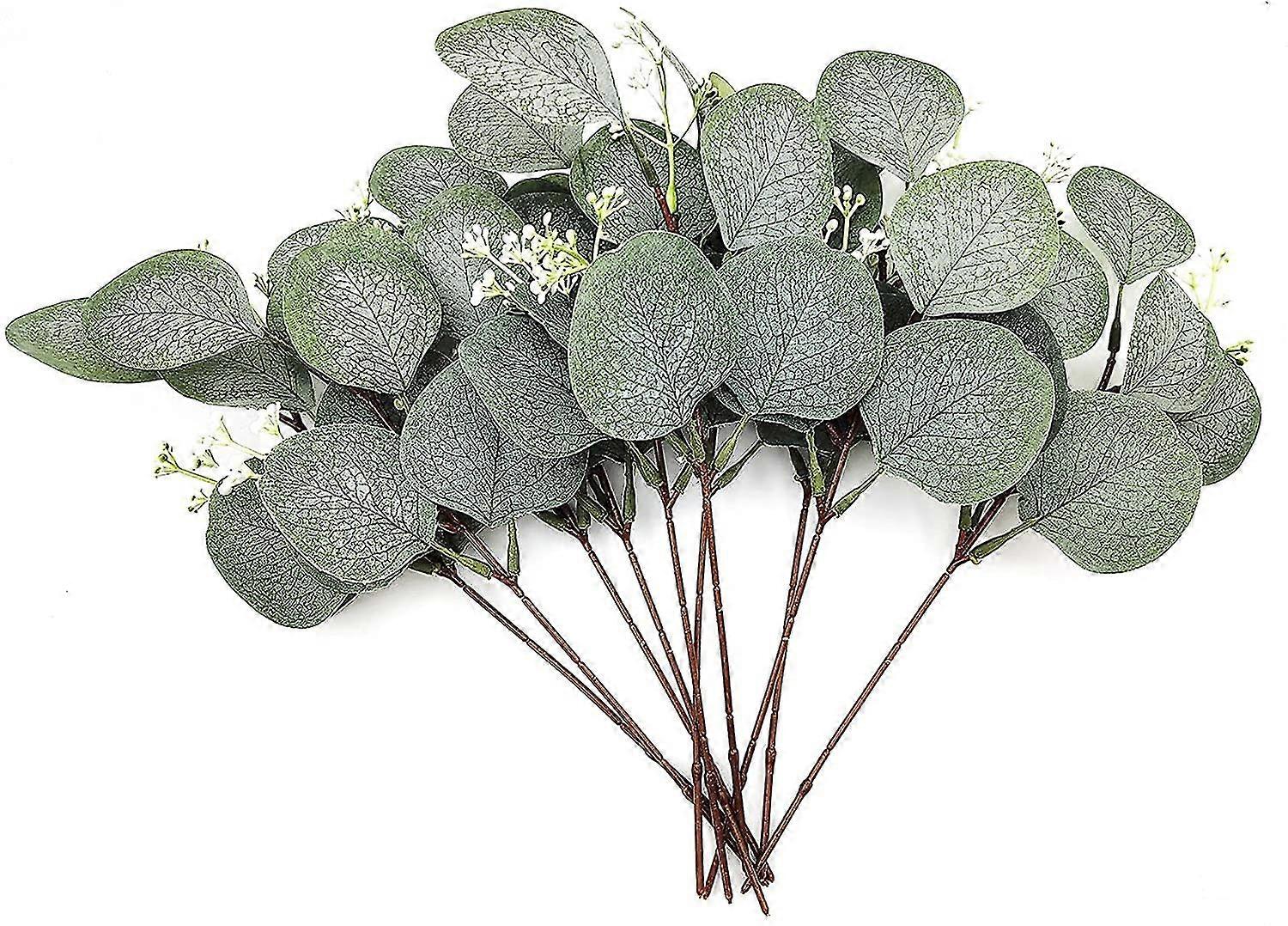 12 Pcs Eucalyptus Artificial Flowers, Plastic Eucalyptus Stem Leaves Branches
