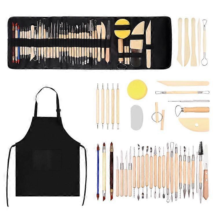 45Pcs Pottery Clay Sculpting Tools Double Sided Polymer Clay Tools, Ceramic Clay Carving Tool Set with Carrying Case Bag
