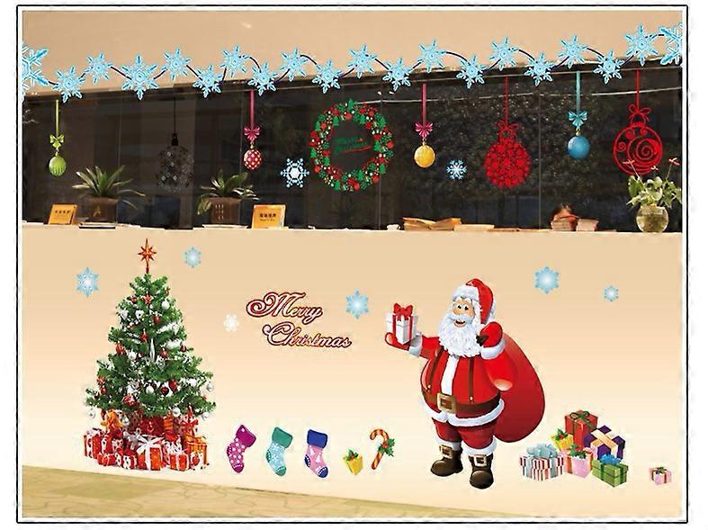 1 set Merry Christmas Removable Tree Santa Wall Sticker