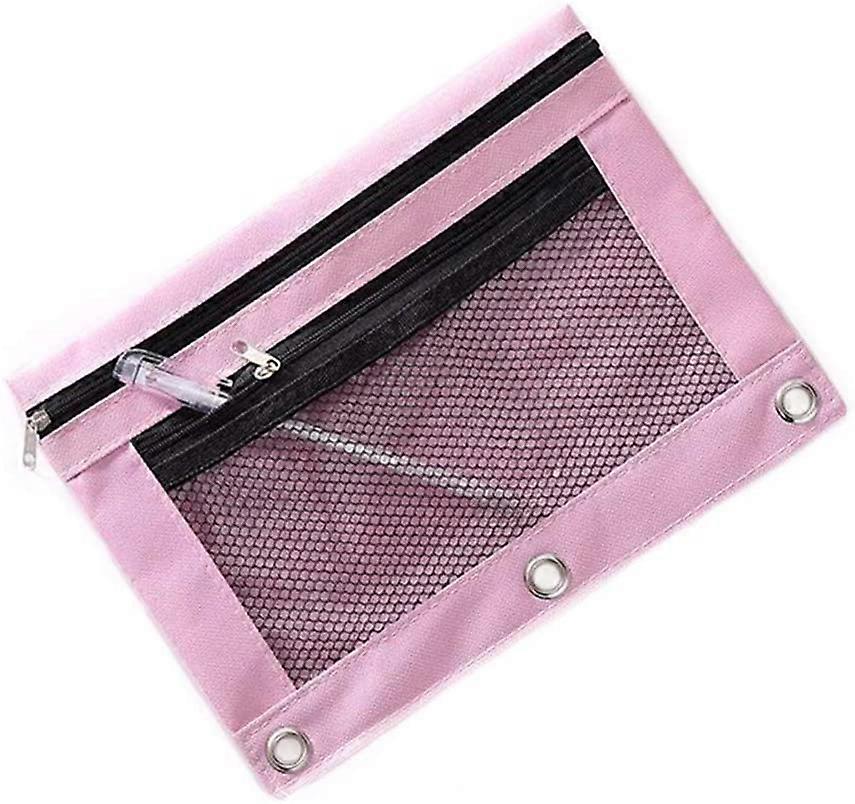Double Zipper 2 Pocket Pencil Bag, Transparent Mesh File Pouch Case