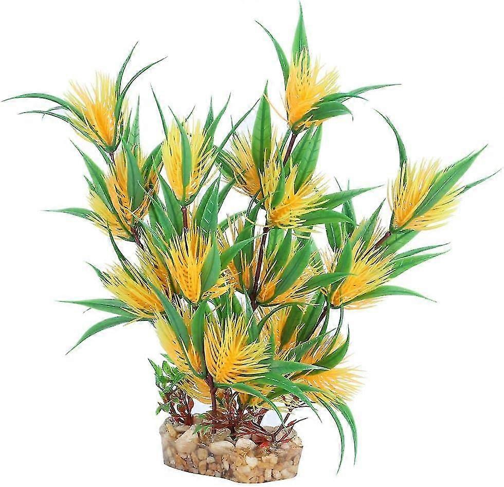Aquarium Plantes aquatiques en plastique, Aquarium coloré Simulation artificielle vive Plante aquatique pour la décoration de paysage d’aquarium (g-092t3 Oreille de riz)
