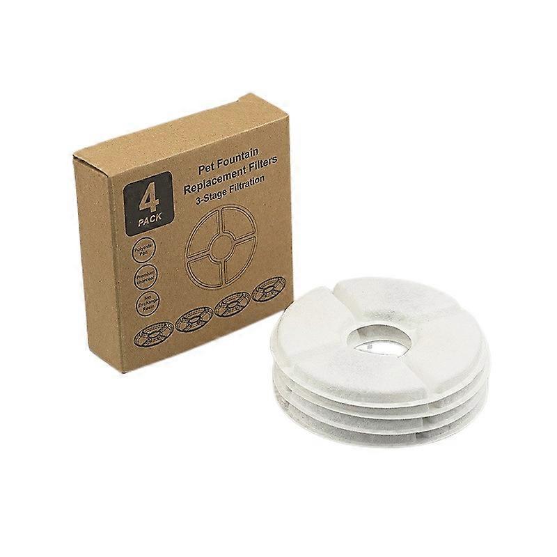 4PCS Round Replaced Activated Carbon Filter For Pet Dog Fountain Dispenser Replacement Filters