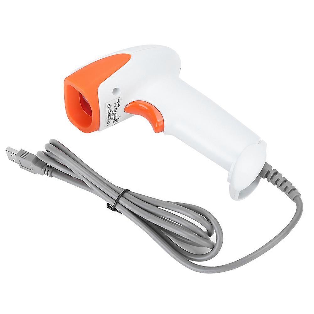 Barcode Scanner 1D Dimensional Wired Laser Automatic Scanning Label Reader for Supermarket ShopWhite YEMMA
