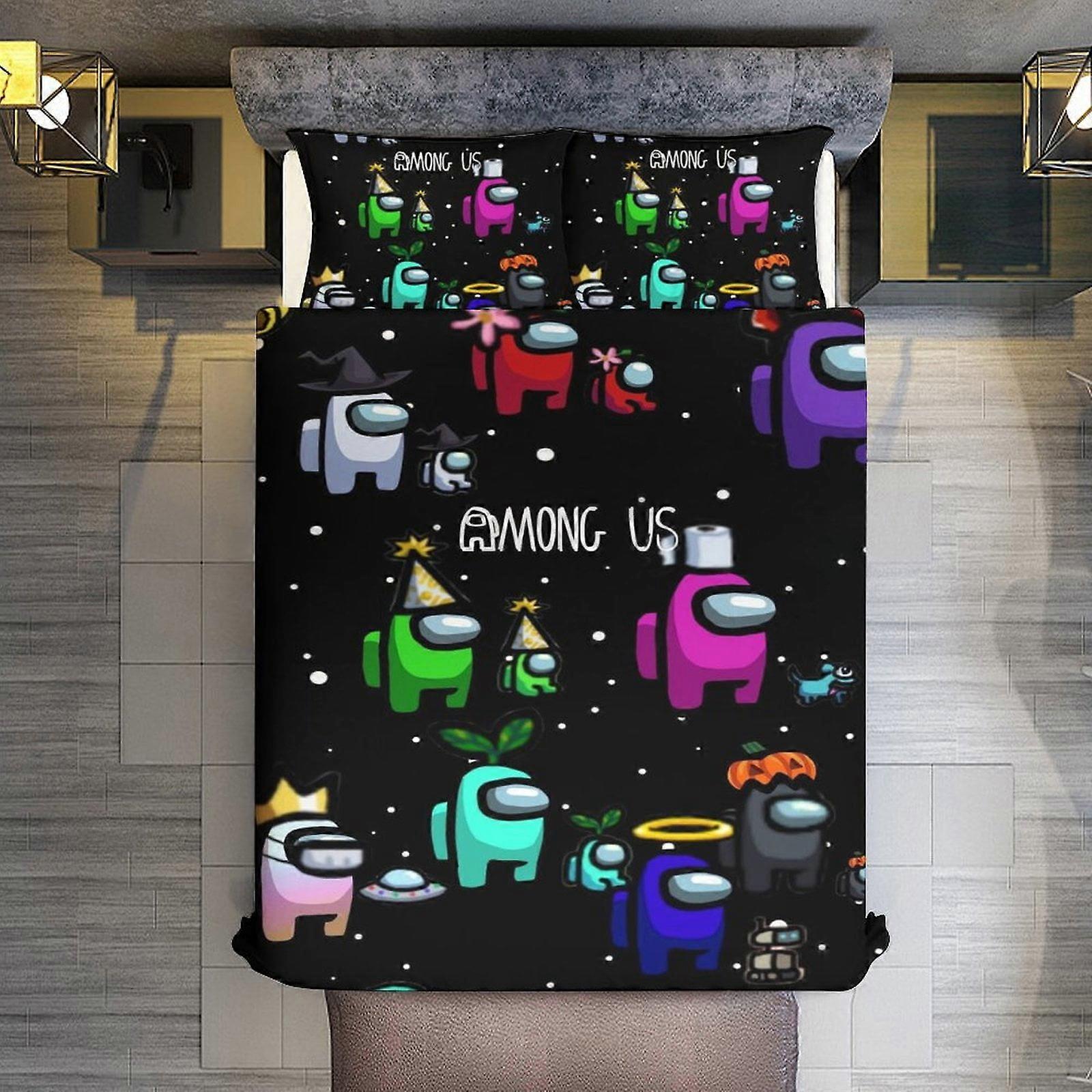 v348 Lençóis de cama Conjunto de cama de 3 peças, entre nós-TarefasConjunto de edredom para crianças Meninos Adolescentes Tween 3D Conjuntos de cama de microfibra leve (1 Edredom Cove