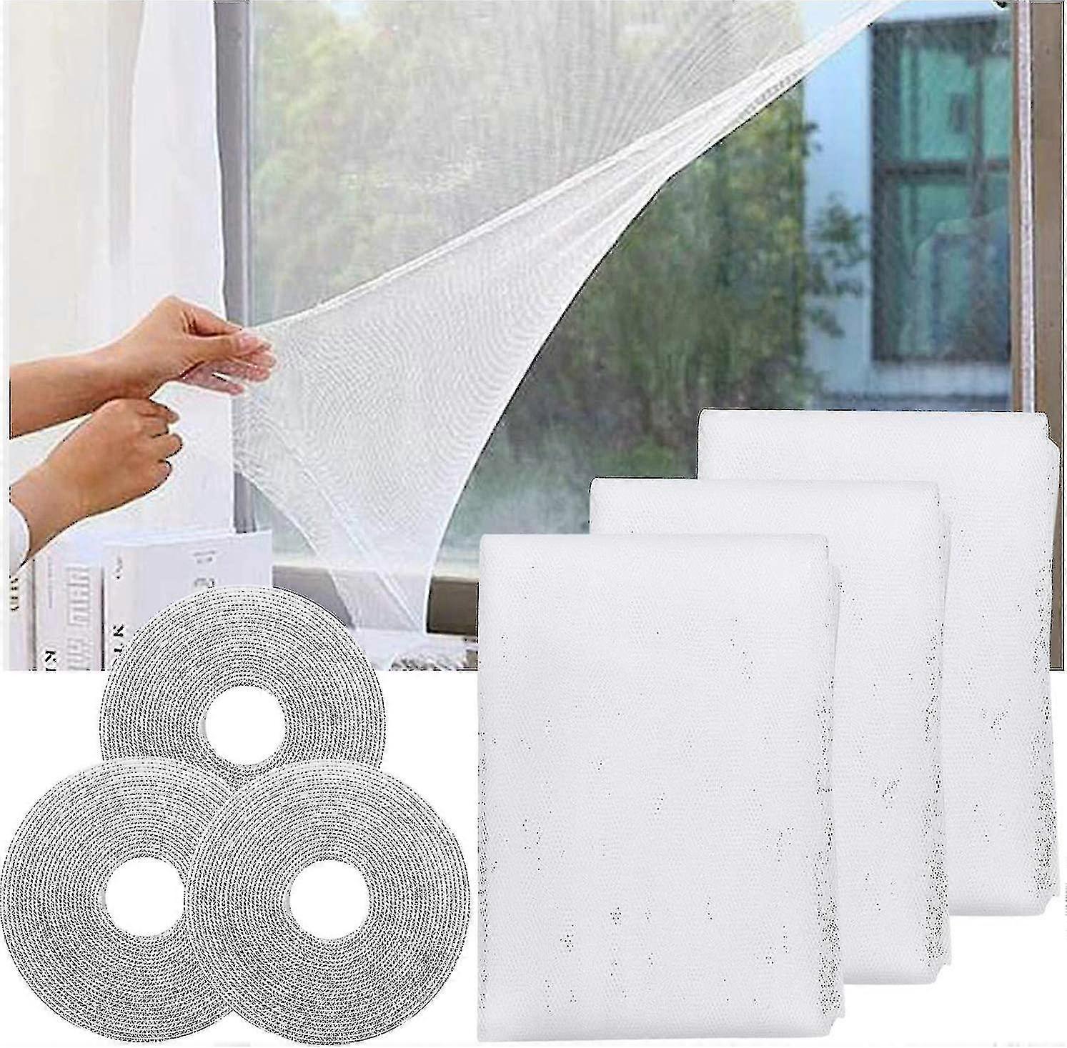 Mosquito Net For Windows,3 Packs Diy Self-adhesive Window Screen Mesh Gift