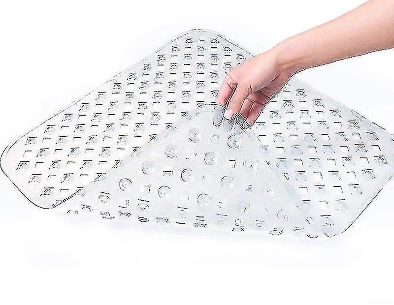 Shower Bath Mat, 53x53cm Non-slip Bath Mat, Square Non-slip Shower Mat With Suction Cups, Anti-slip Mat, Machine Washable, Transparent