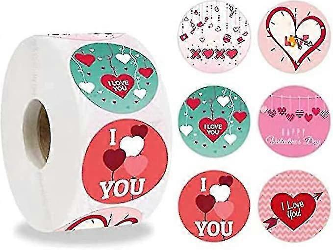 أنا أحبك ملصقات لفة 500 قطعة ، 6 ألوان ملصقات عيد الحب ، 1 بوصة لاصقة ملصقا الحب لعيد ميلاد ذكرى الزفاف P