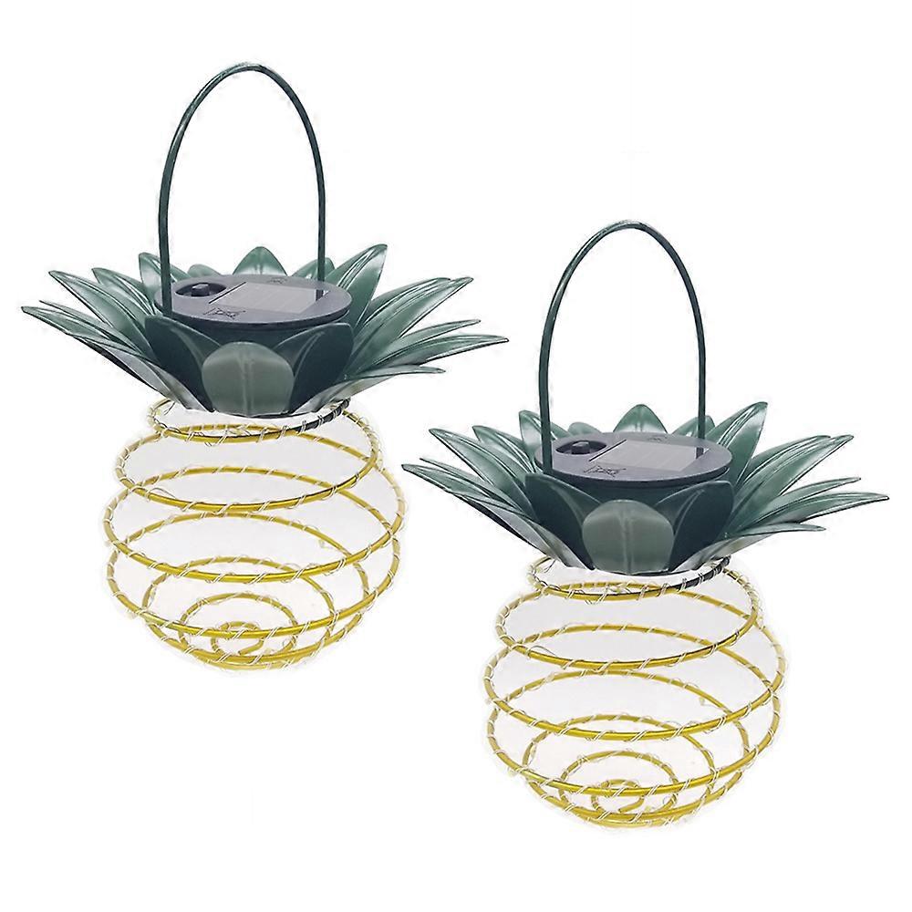 2 Pack Ananas solar lumini în aer liber, impermeabil agățat lumini solare