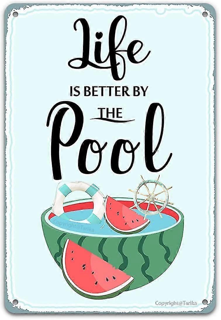 عتيقة حمام السباحة القصدير لافتة ، السباحة على مسؤوليتك الخاصة حورية البحر خارج الخدمة ، معدن 8x12 بوصة أو 12x16 Inc