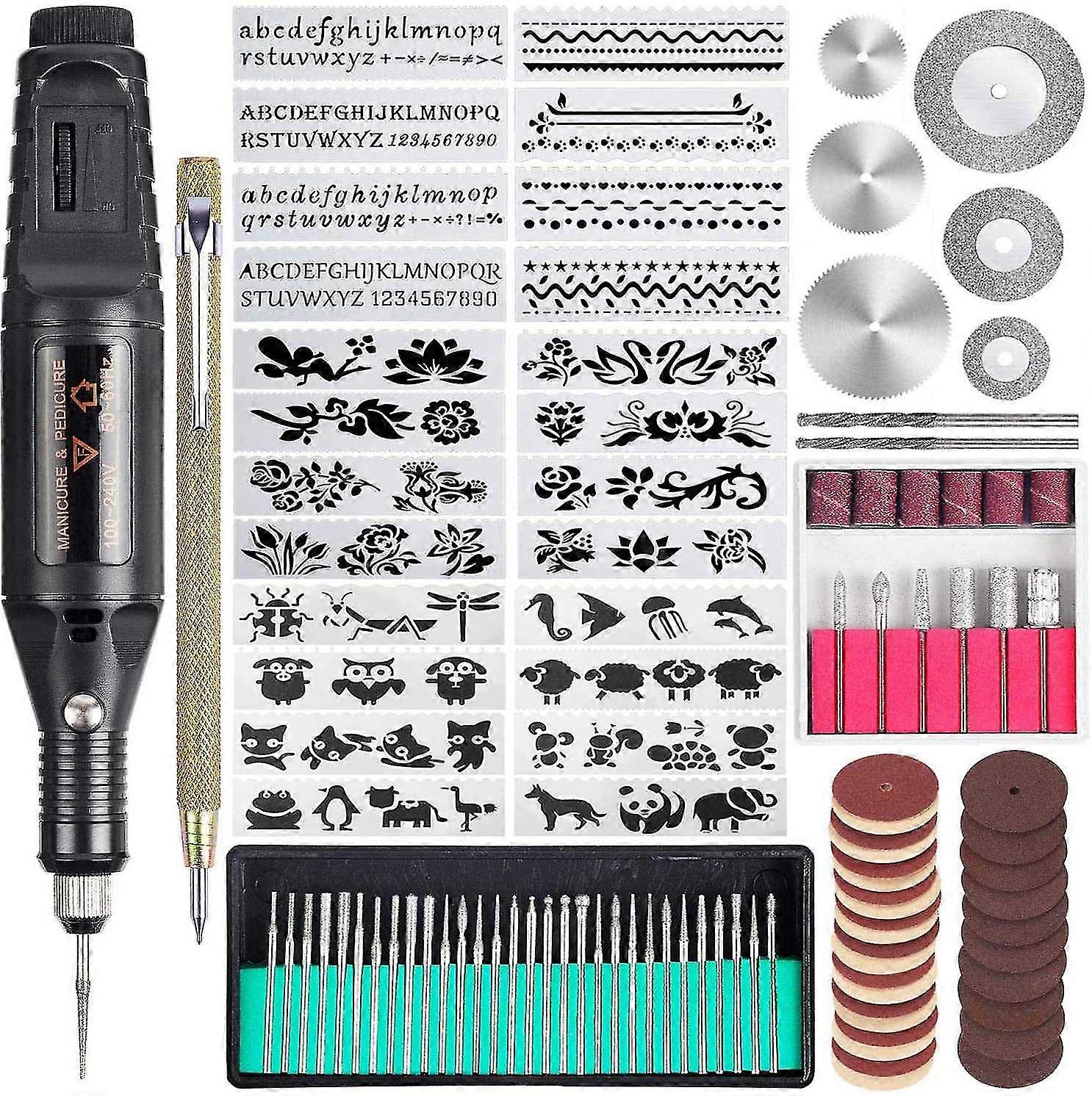 108 Pcs Electric Engraving Tool Kit, Multi-functional Corded Mini Engraver Etching Pen Diy Tool Set