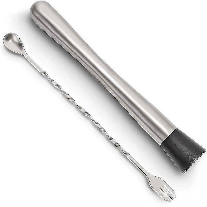 Stainless Steel Cocktail Muddler with Mixing Spoon