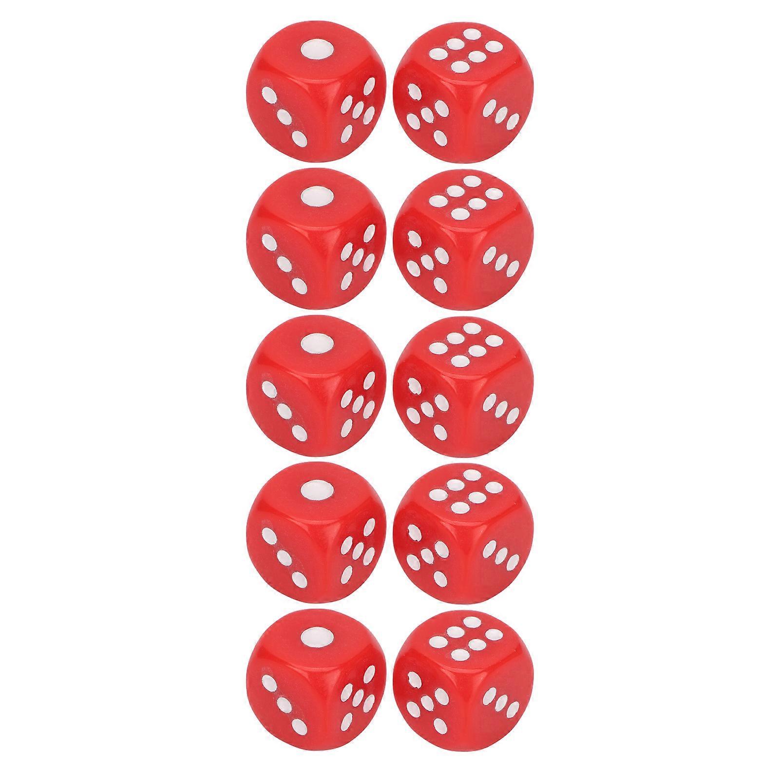 Standard 6 Sided Dice Set - 10pcs, Waterprooof, Durable and Portable - Ideal for Entertainment (Red)