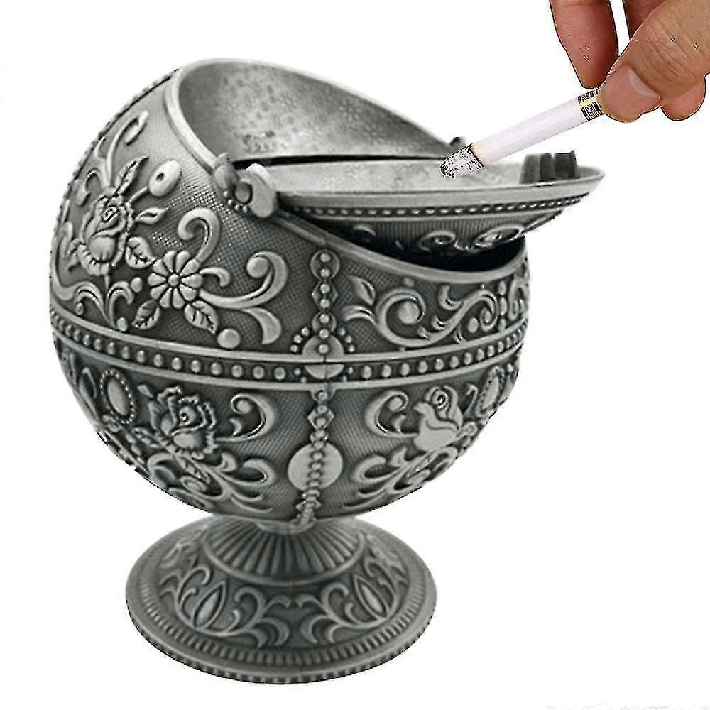 Retro Creativity Windproof Ashtray With Lid For Cigarette Metal Port