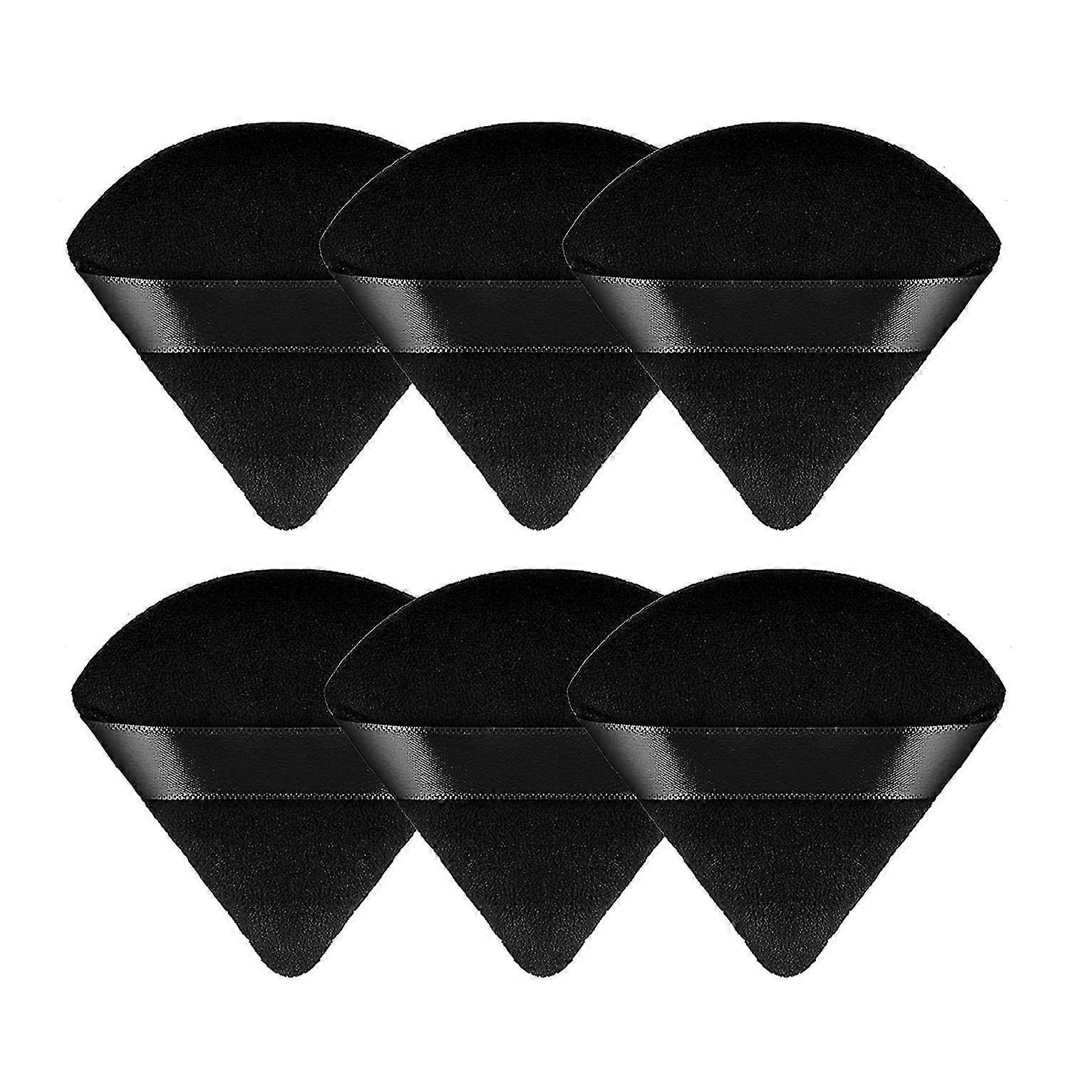 6 Pieces Triangle Powder Puff Face Makeup Sponge Wedge Shape With Strap Soft