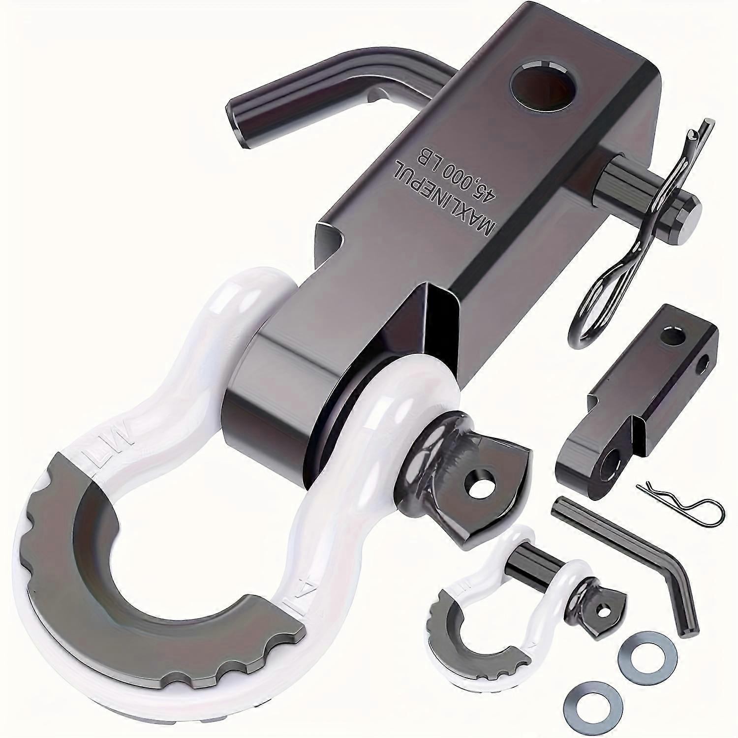 1pc Heavy-duty Receiver With 2" Hitch, 45, 000 Lbs Breaking Strength, Equipped With 5/8" Pin Lock And 3/4" D-ring Shackle, Used As A Trailer Accessory