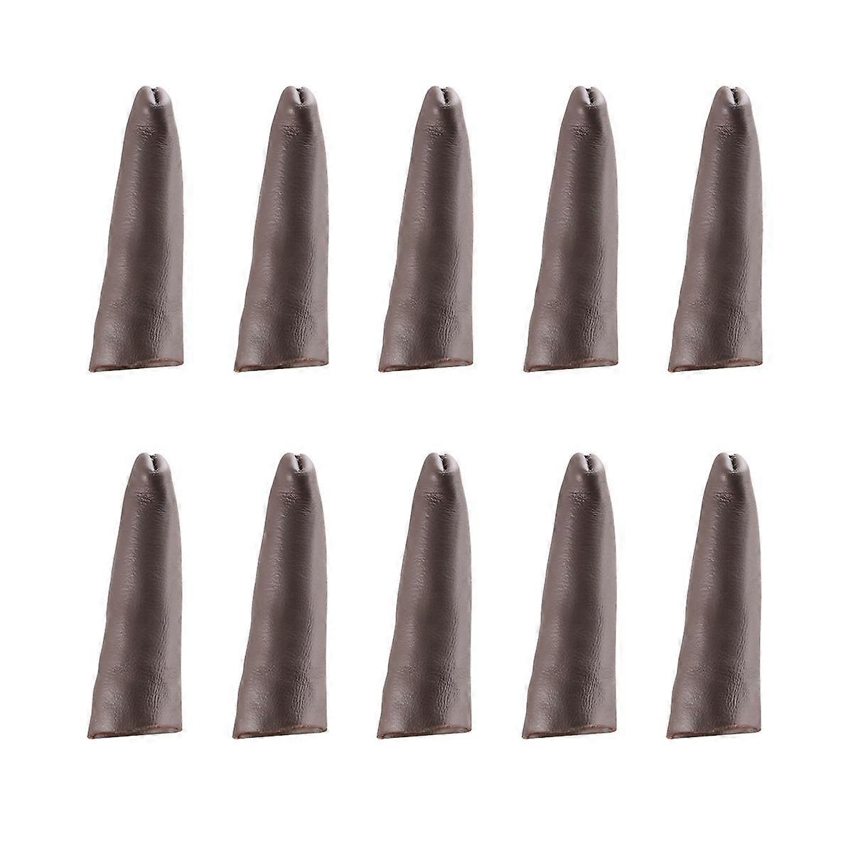 10PCS Leather Finger Protector Finger Thimble Guards Tools for Hand Craft Jewelry Making,Brown