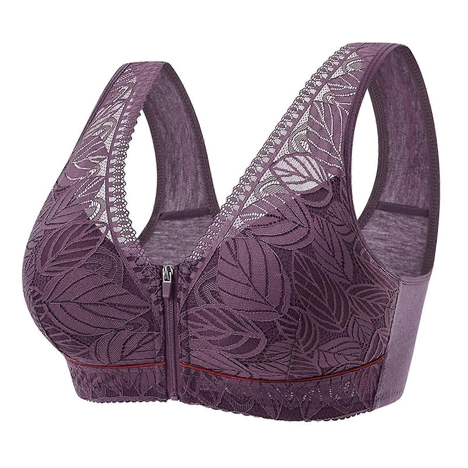 Women's Floral Lace Front Close Bra - Comfortable Wireless Design
