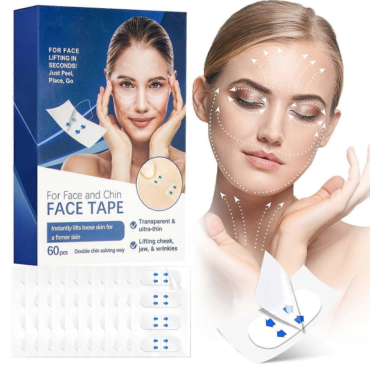 Face Tape Lifting Invisible, Face Lift Tape Wrinkle Patches Instant V-shaped Face Tapes for Lifting Sagging Skin Hide Double Chin