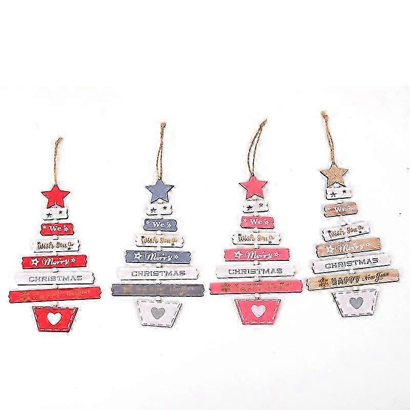4pcsクリスマス木製ペンダントハンギングドア