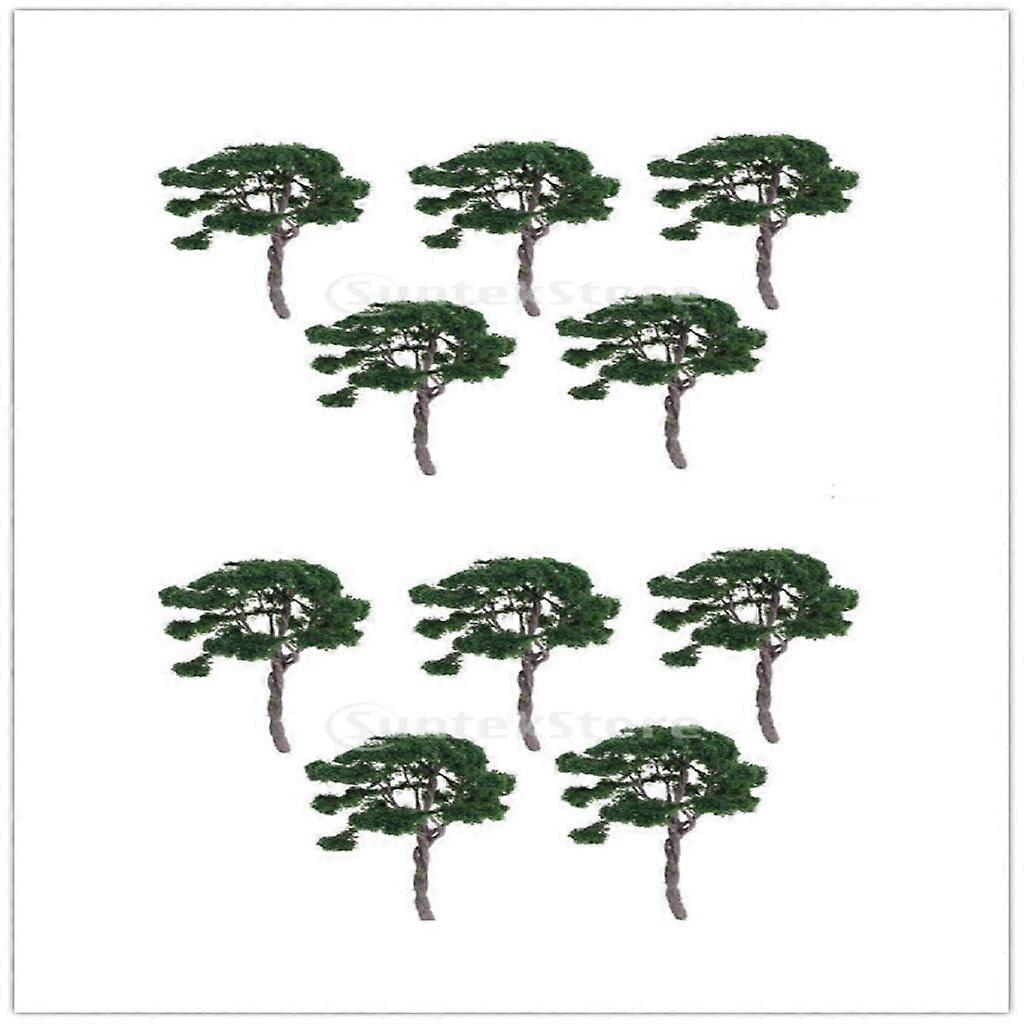 10pcs Model Train Railways Scenery HO TT Scale Dark Green Pine Trees 1:100