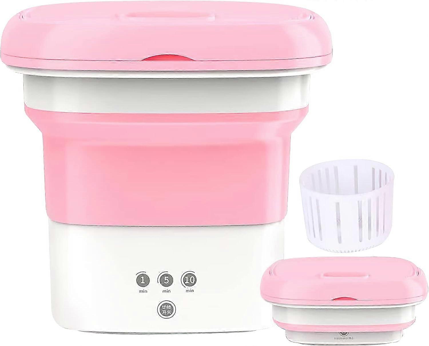 Portable Washing Machine Foldable Small Laundry Machine with Drain Basket Lightweight Washer