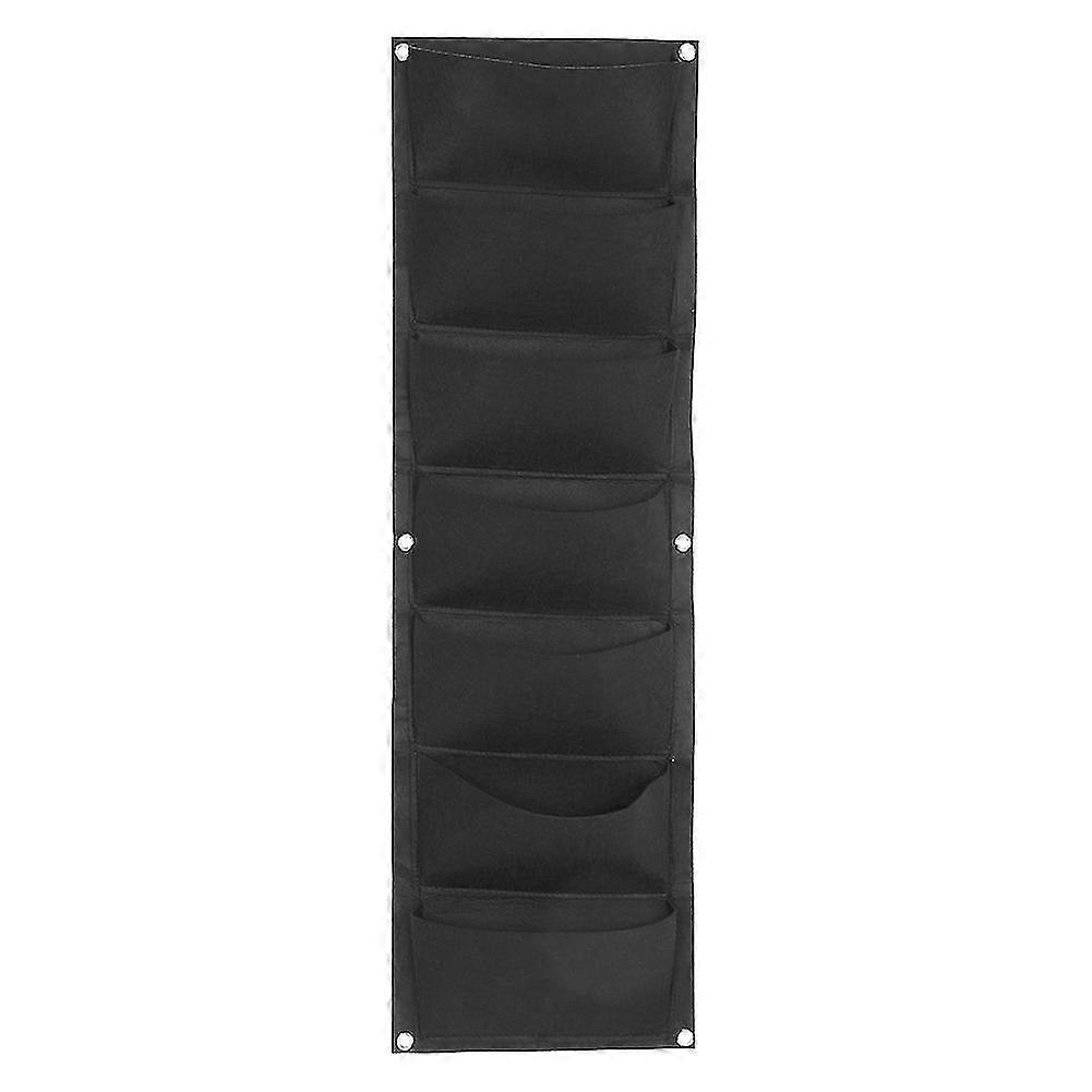 Vertical Hanging Planter Bag for Balcony or Garden - Black Color with 7 Pockets for Flower Plants