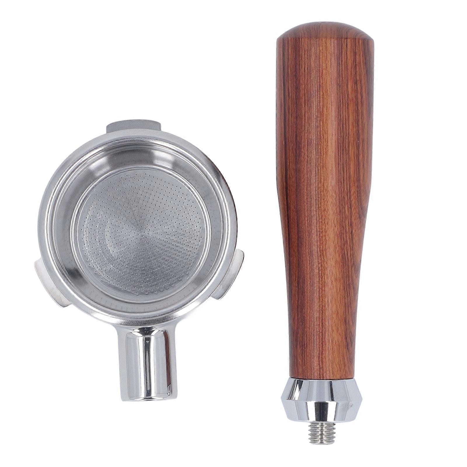 58mm Bottomless Portafilter Solid Wood Handle Stainless Steel Basket Detachable 3 Ear Coffee Portafilter for Barsetto Classic E Red Sour Branch
