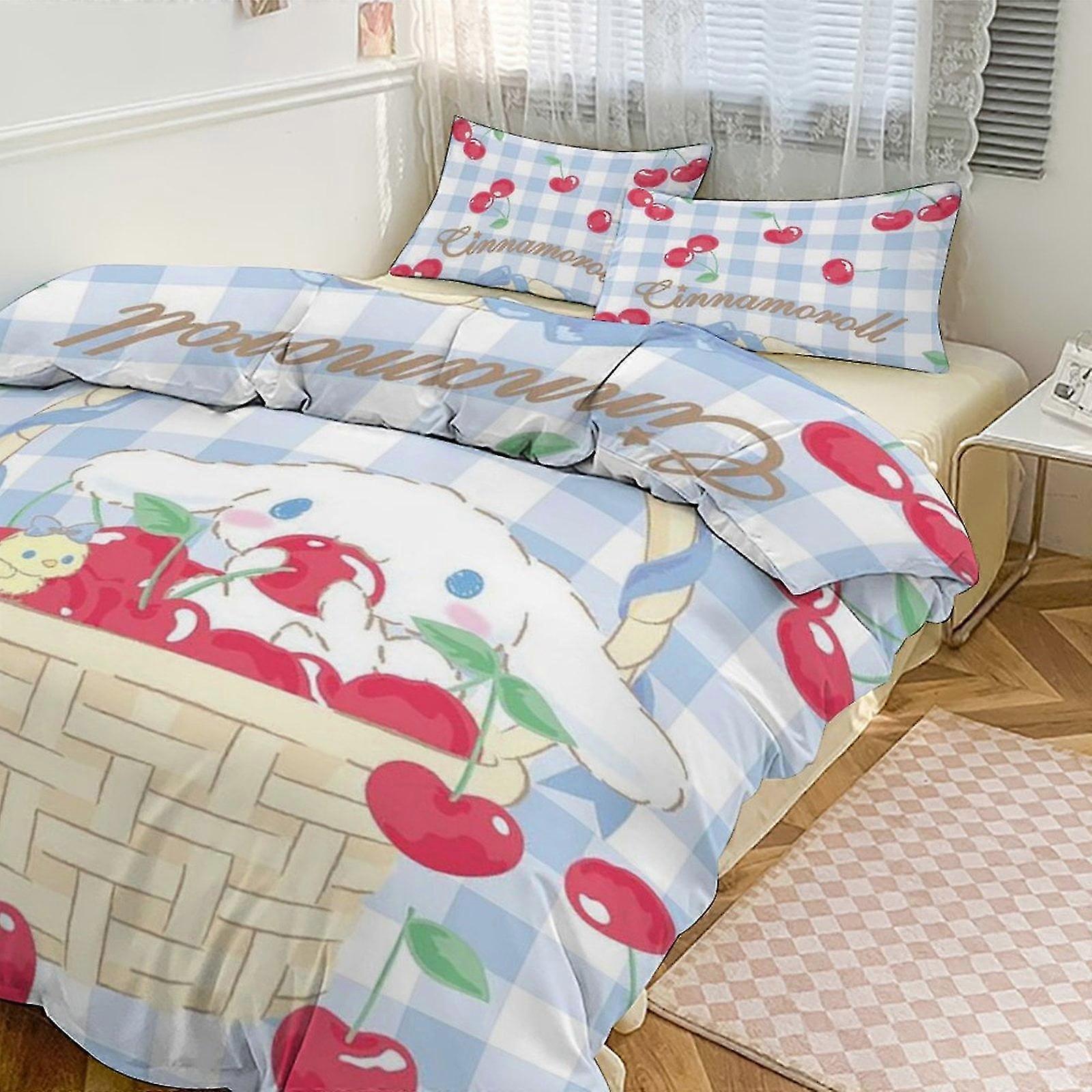 Bed Sheets Cinnamoroll Bedding Sets for Kids Men Women Twin Size Comforter Set 3pcs Bedding Set 1 Comforter Cover And 2 Pillowcases-xp