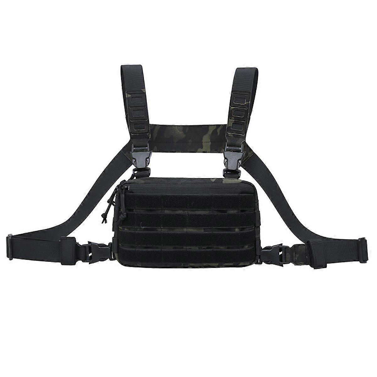 Outdoor Tactical Chest Bag Pack with Harness  Black