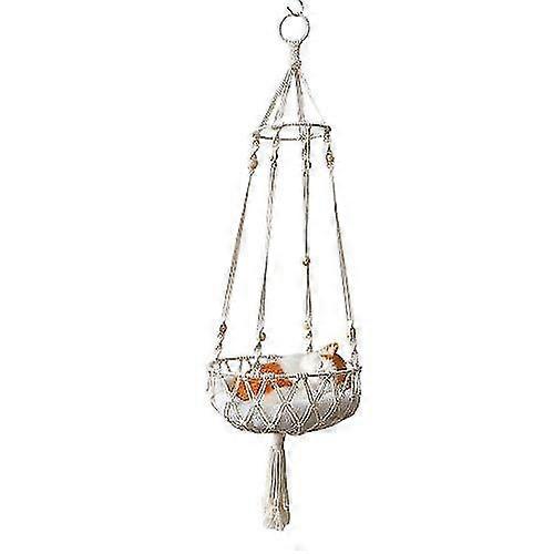 Hand Knitted Pet Hammock, Swing Hanging Bed Tassel Pet Cat