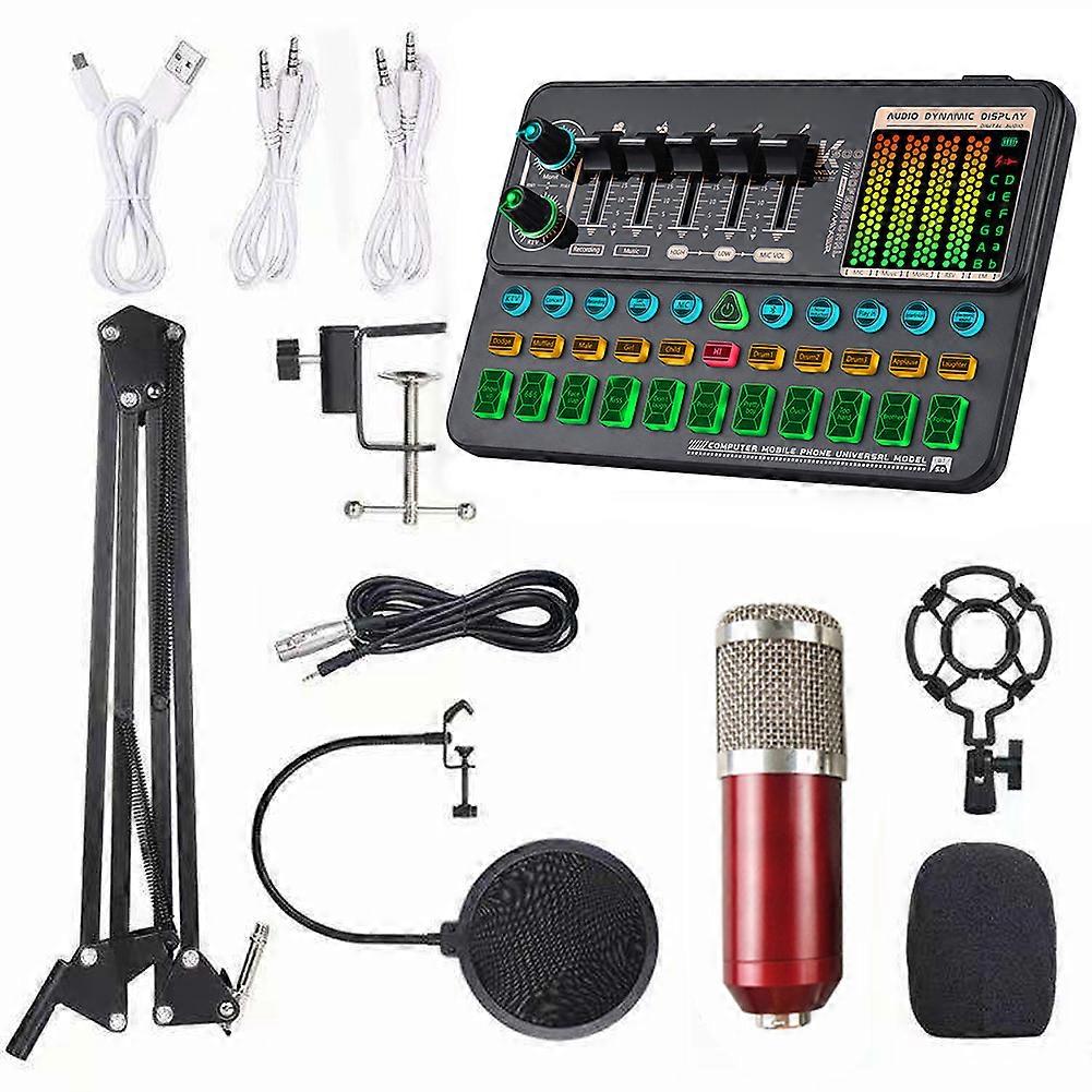 Multifunctional Live SK500 Sound Card and  Suspension Microphone Kit Broadcasting Recording Condenser Microphone Set Intelligent Voice Changer Device 