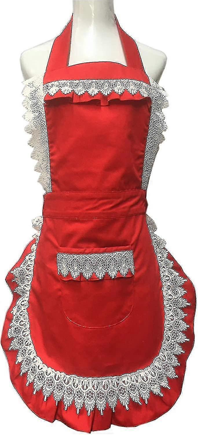 قابل للتعديل للماء مئزر المطبخ الطبخ المرأة مئزر مع جيوب (الوردي) (santanxing)