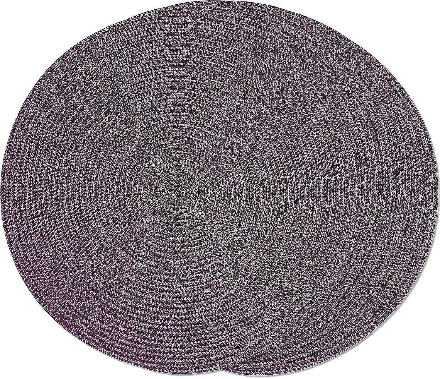 Dining Table Set Of 6 Purple Round Braided Placemats For Dining Tables Woven Washable Non-slip Placemats 38cm