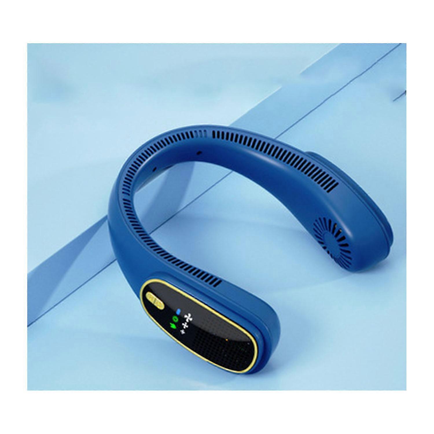 Ventilatore da collo, ventilatore portatile, mini ventilatore USB silenzioso senza pale, piccolo ventilatore da collo Batteria da 4000 mAh, 3 velocità, ventilatore personale per viaggi in ufficio a casa blu