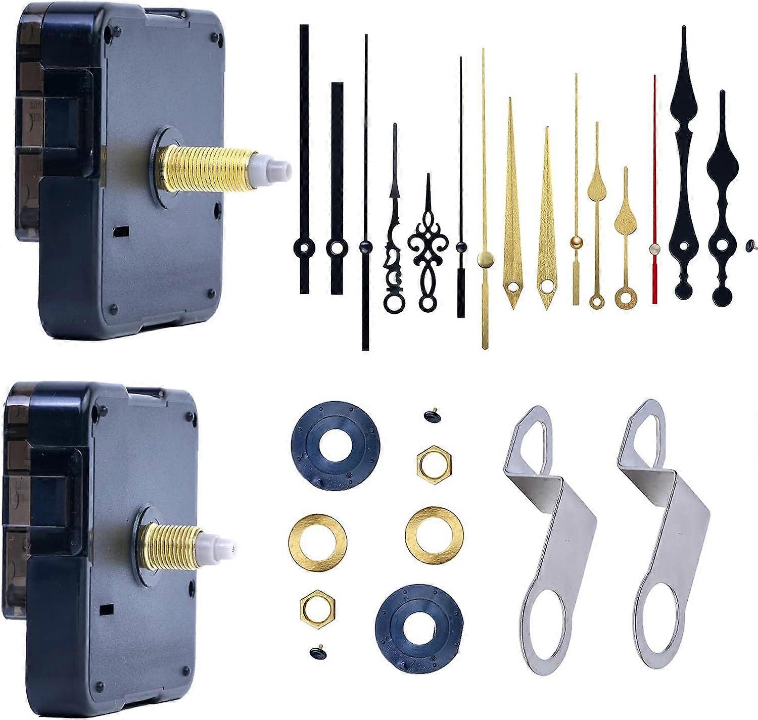 Silent Clock Mechanisms Battery Powered with 5 Styles Clock Hands, 2 Pack 6168S Quartz Clock Movement for Repair Wall Clock Mechanism Replacement DIY