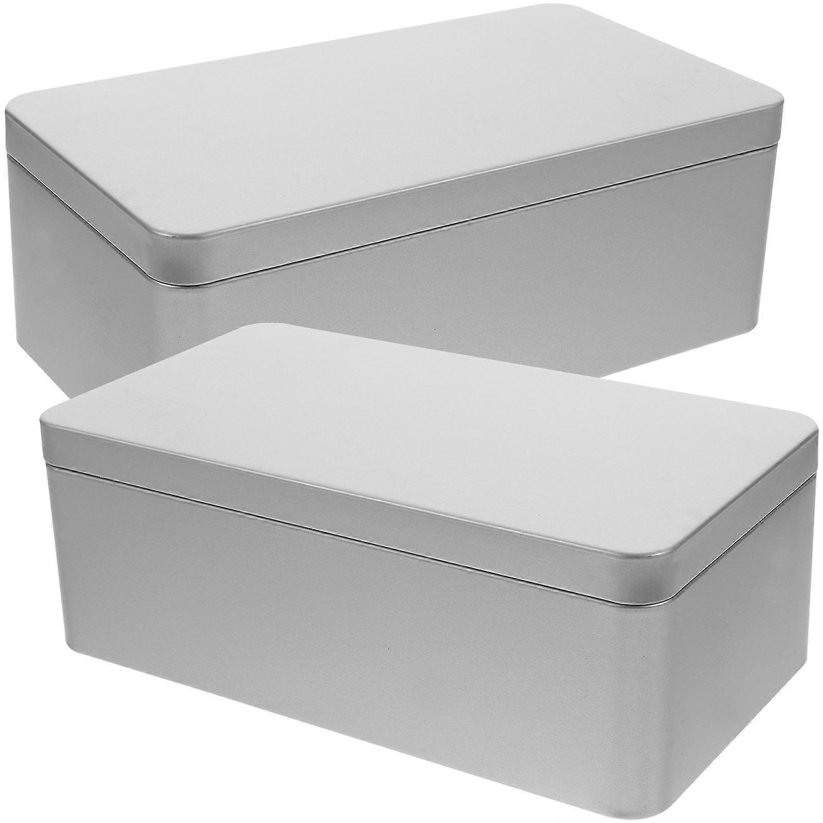2Pcs Small Tins Tea Leaf Tin Storage Box Empty Tinplate Candy Storage Box with Lid