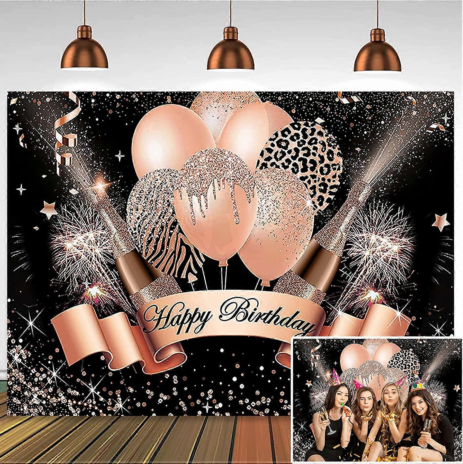 GRESATEK Set di striscioni di compleanno in oro rosa, decorazione per feste con sfondo extra large per donne e ragazze GRESATEK Set di striscioni di compleanno in oro rosa, decorazione per feste con sfondo extra large per donne e ragazze