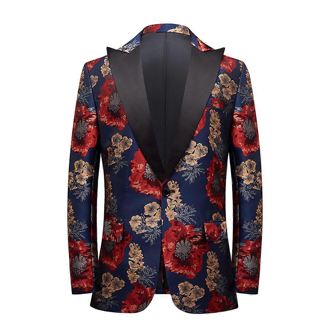 Men's one-button blazer printed blazer trim jacket